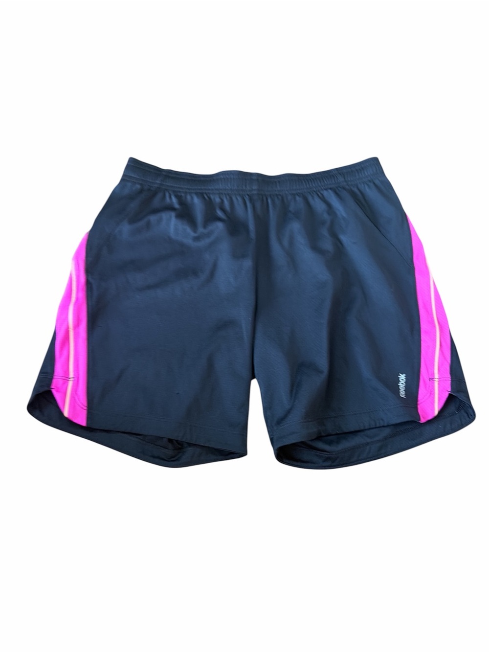 90s Reebok Women’s XS/ girls XL Black Athletic Shorts with Pink Side Panels